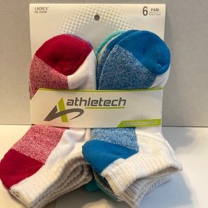 Athletech No Show Performance Sport Socks 6 Pairs Shoe Size 4-10 Pink
